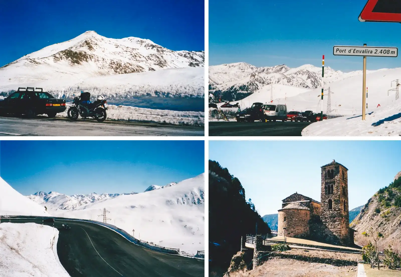 Im März 2002 mietete ich in Barcelona ein Motorrad und tourte damit in den noch schneebedeckten Pyrenäen – hier in Andorra.